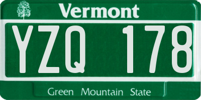 VT license plate YZQ178