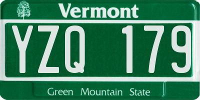 VT license plate YZQ179