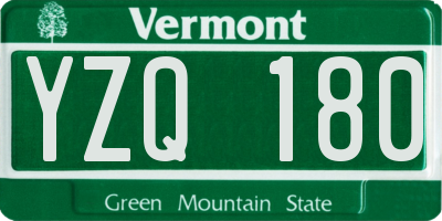 VT license plate YZQ180