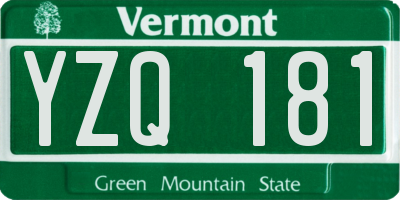 VT license plate YZQ181