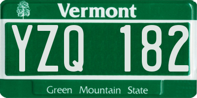 VT license plate YZQ182