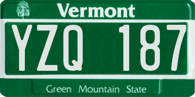 VT license plate YZQ187