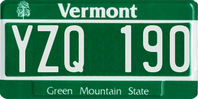 VT license plate YZQ190