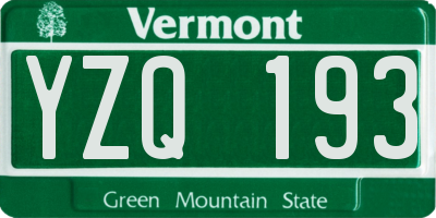 VT license plate YZQ193