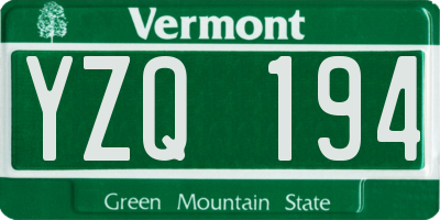 VT license plate YZQ194