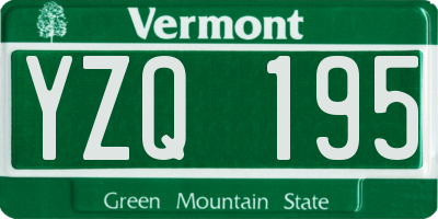 VT license plate YZQ195