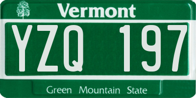 VT license plate YZQ197