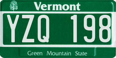VT license plate YZQ198