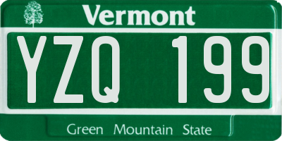 VT license plate YZQ199