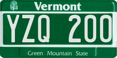 VT license plate YZQ200