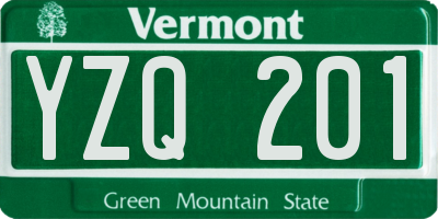 VT license plate YZQ201