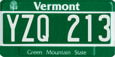 VT license plate YZQ213