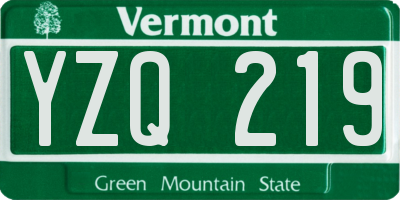 VT license plate YZQ219