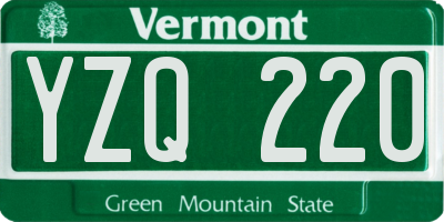 VT license plate YZQ220