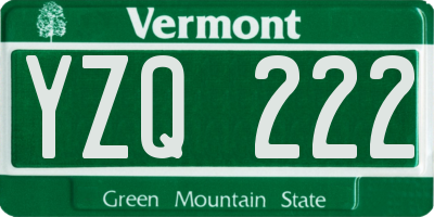 VT license plate YZQ222