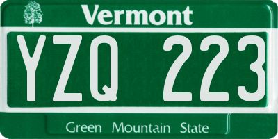 VT license plate YZQ223