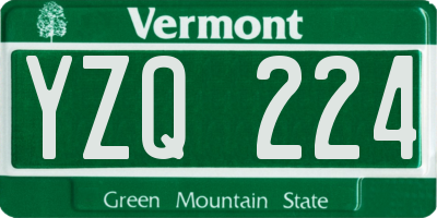 VT license plate YZQ224