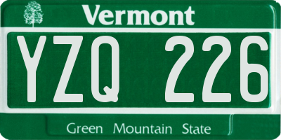 VT license plate YZQ226