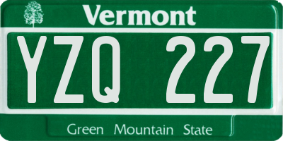 VT license plate YZQ227
