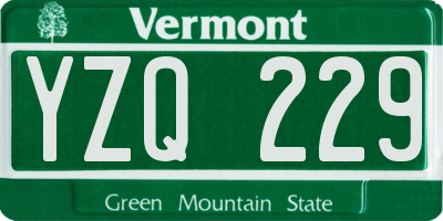 VT license plate YZQ229