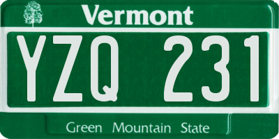 VT license plate YZQ231