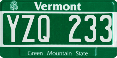VT license plate YZQ233