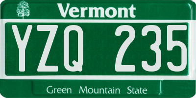 VT license plate YZQ235