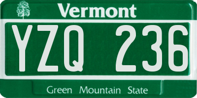 VT license plate YZQ236