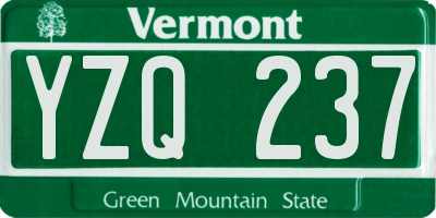 VT license plate YZQ237