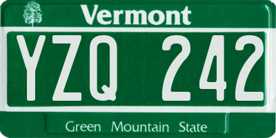 VT license plate YZQ242