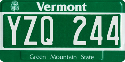 VT license plate YZQ244