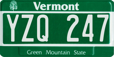 VT license plate YZQ247