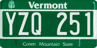 VT license plate YZQ251