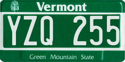 VT license plate YZQ255