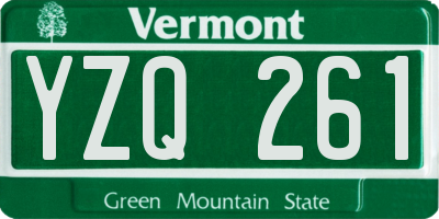 VT license plate YZQ261