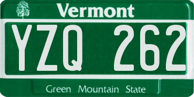 VT license plate YZQ262