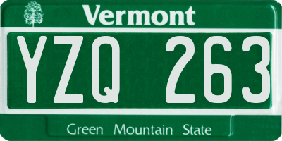 VT license plate YZQ263
