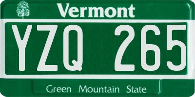 VT license plate YZQ265