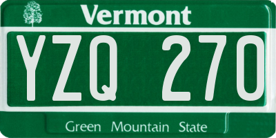 VT license plate YZQ270