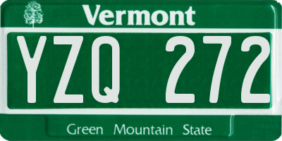 VT license plate YZQ272