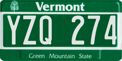 VT license plate YZQ274