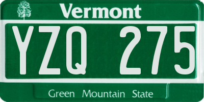 VT license plate YZQ275