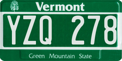 VT license plate YZQ278