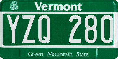VT license plate YZQ280