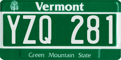 VT license plate YZQ281