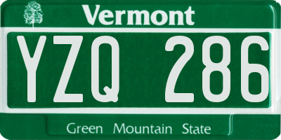 VT license plate YZQ286