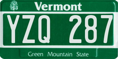 VT license plate YZQ287