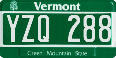 VT license plate YZQ288