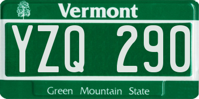 VT license plate YZQ290
