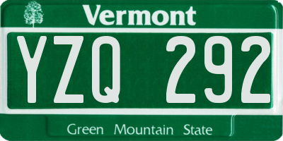 VT license plate YZQ292